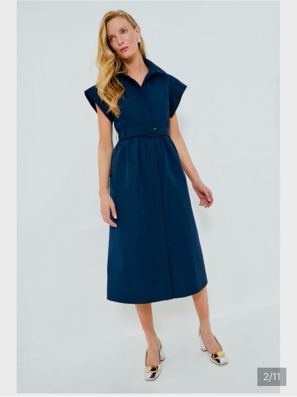 Tuckernuck Navy Button-Front Shirt Dress